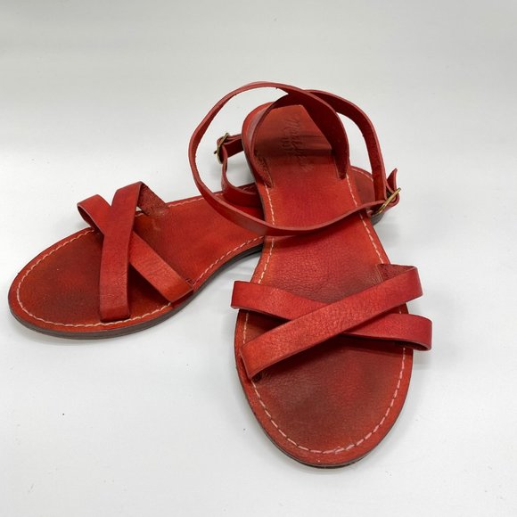 Madewell Boardwalk Red Leather Sandals - Picture 4 of 7